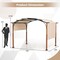 Costway 10 x 12 FT Outdoor Retractable Pergola with Retractable Canopy Wood Looking Posts Beige/Gray